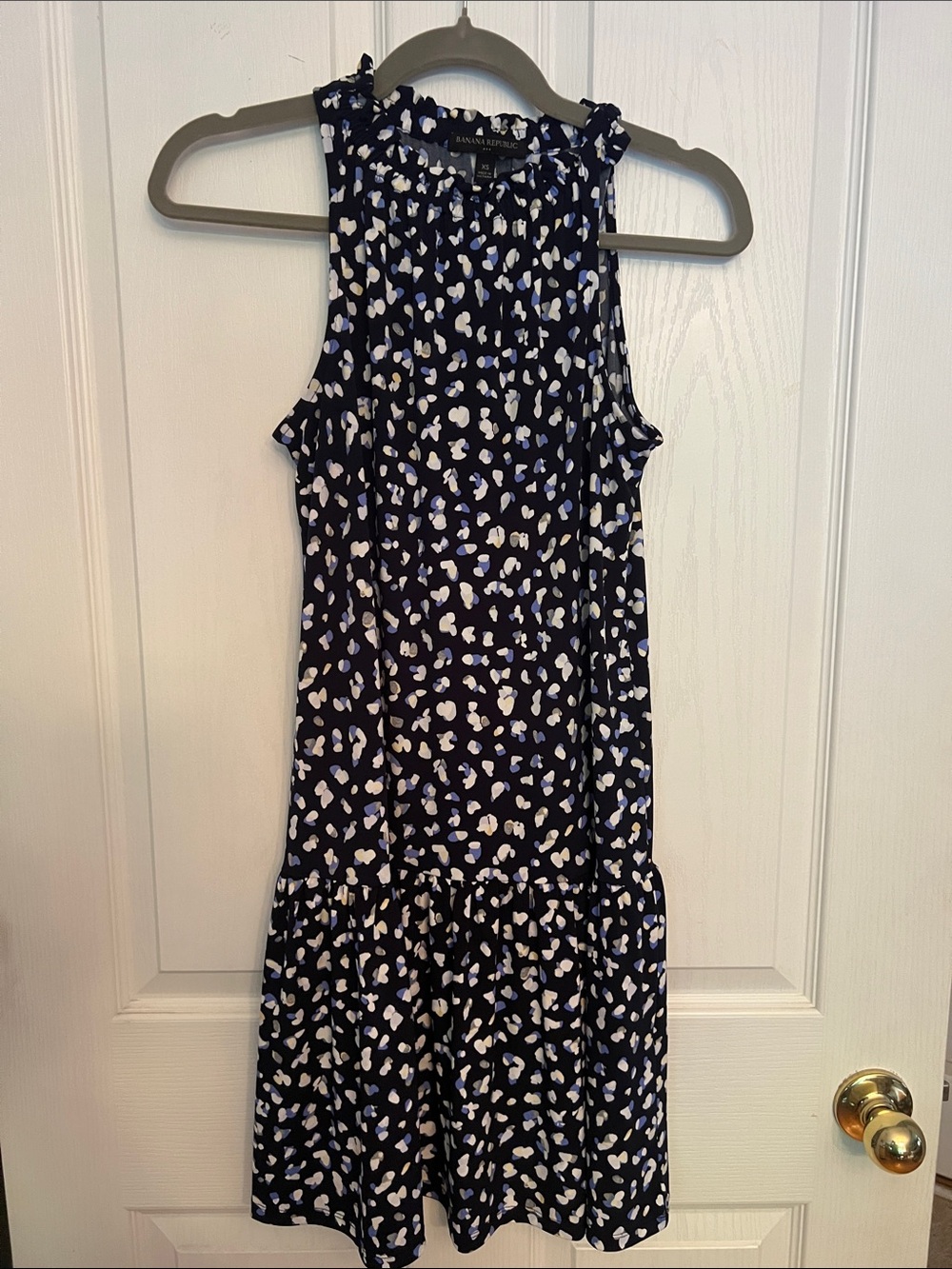 Banana Republic Navy Floral-Print Sleeveless Midi Dress